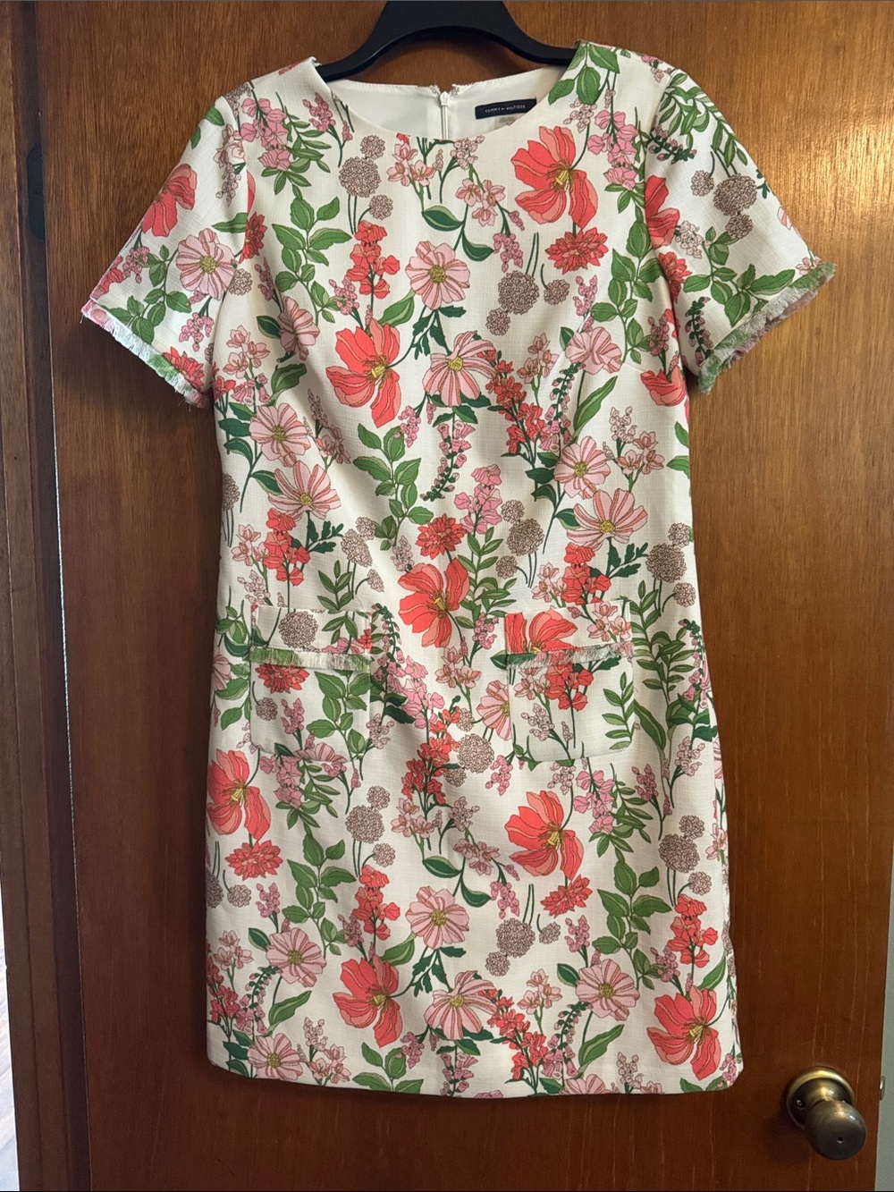 Tommy Hilfiger Floral Shift Dress in Coral, Pink & Green